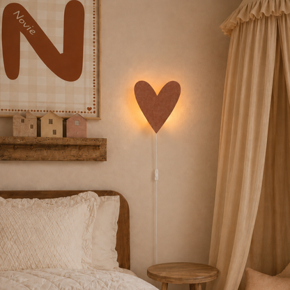 Vilten wandlamp kinderkamer | hart - roze