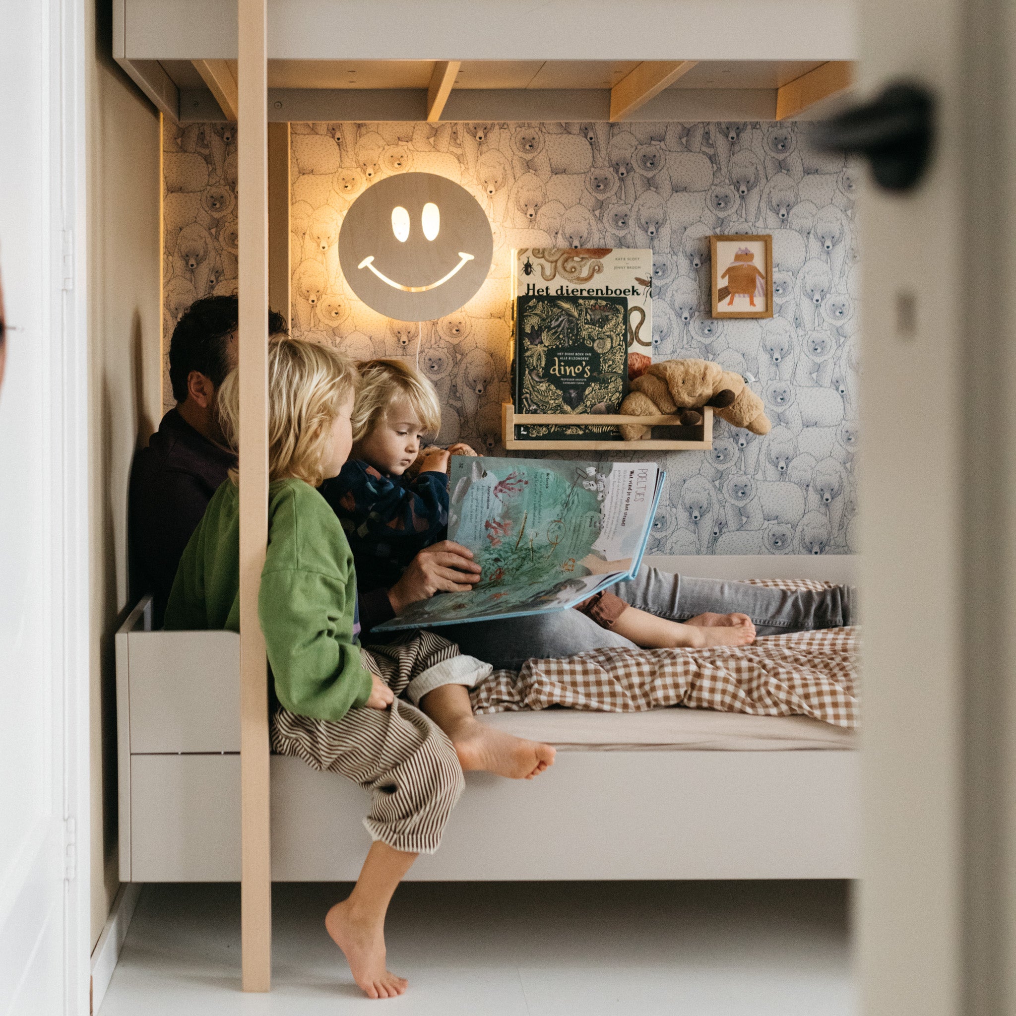 Houten wandlamp kinderkamer | Smiley - blank