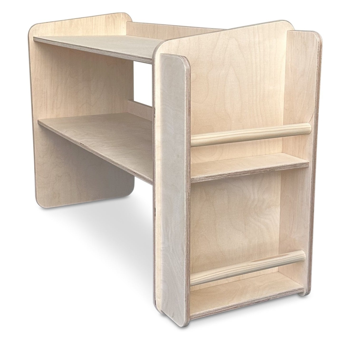 Jollie montessori open speelgoedkast met zijkant boekenrek | Boekenkast 2 planken - blank
