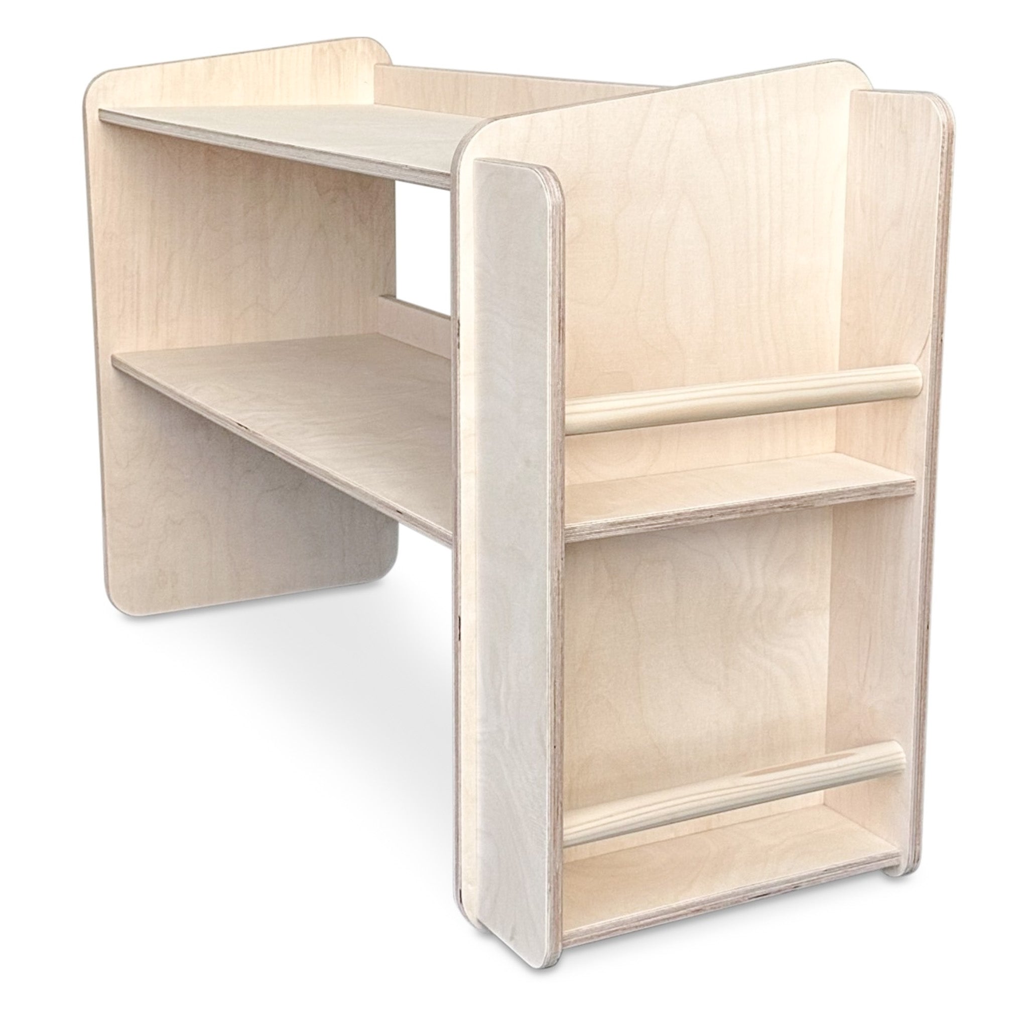 Jollie montessori open speelgoedkast met boekenkast+ rijdende opbergkisten | Boekenkast 2 planken - blank