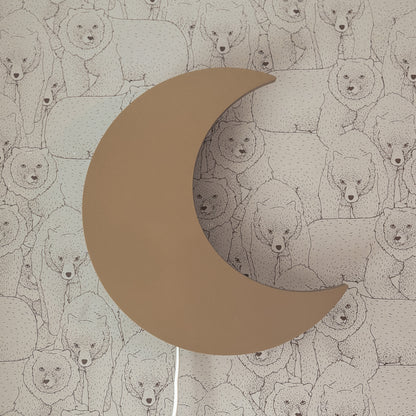 Houten wandlamp kinderkamer | Maan - spiced honey - toddie.nl ®