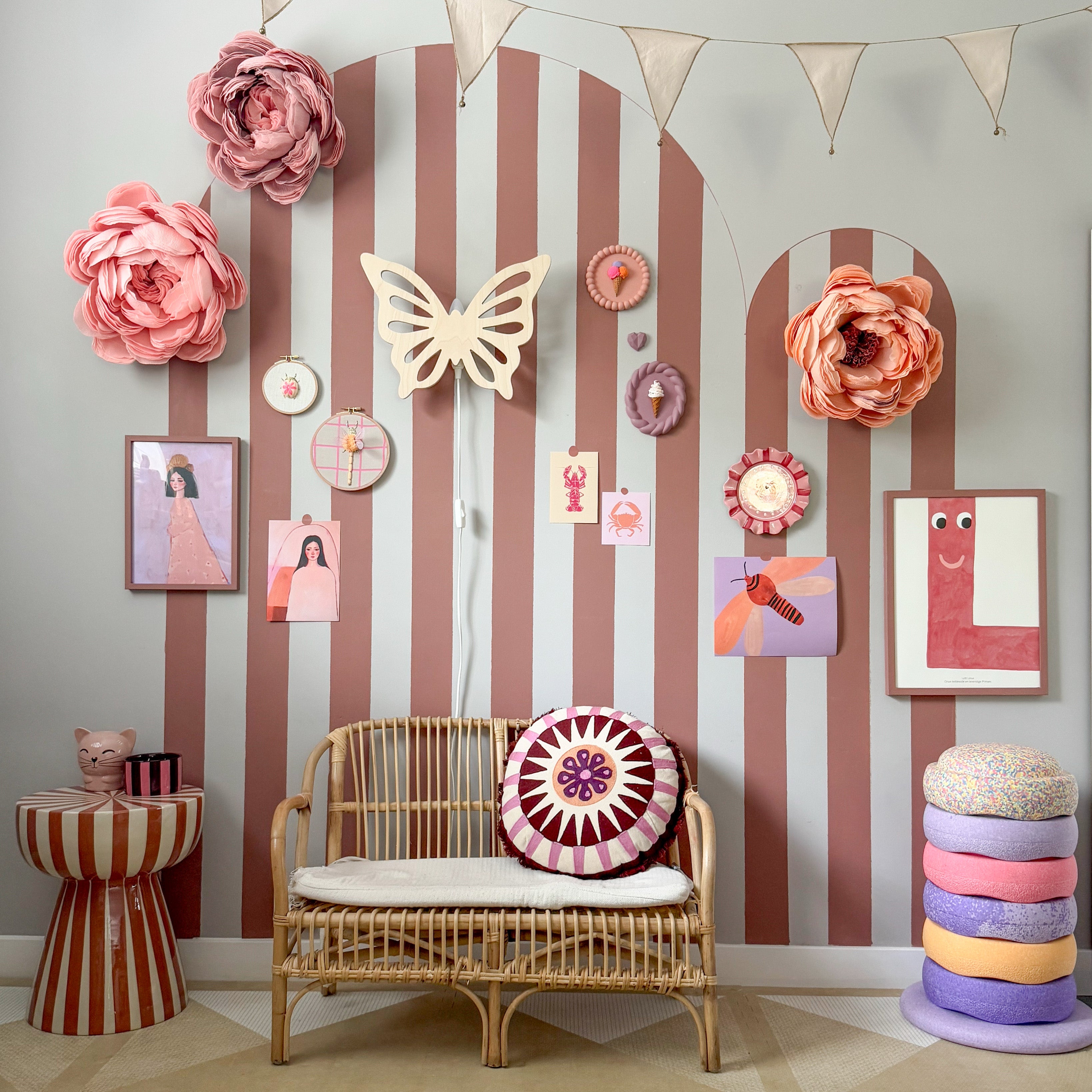 Houten wandlamp kinderkamer | Vlinder - blank