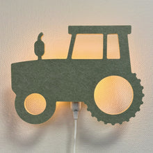 Vilten wandlamp trekker saliegroen – lamp aan