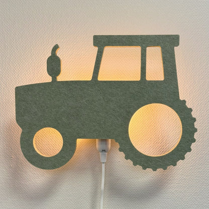 Vilten wandlamp trekker saliegroen – lamp aan