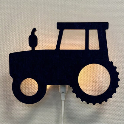 Vilten wandlamp trekker nachtblauw – lamp aan