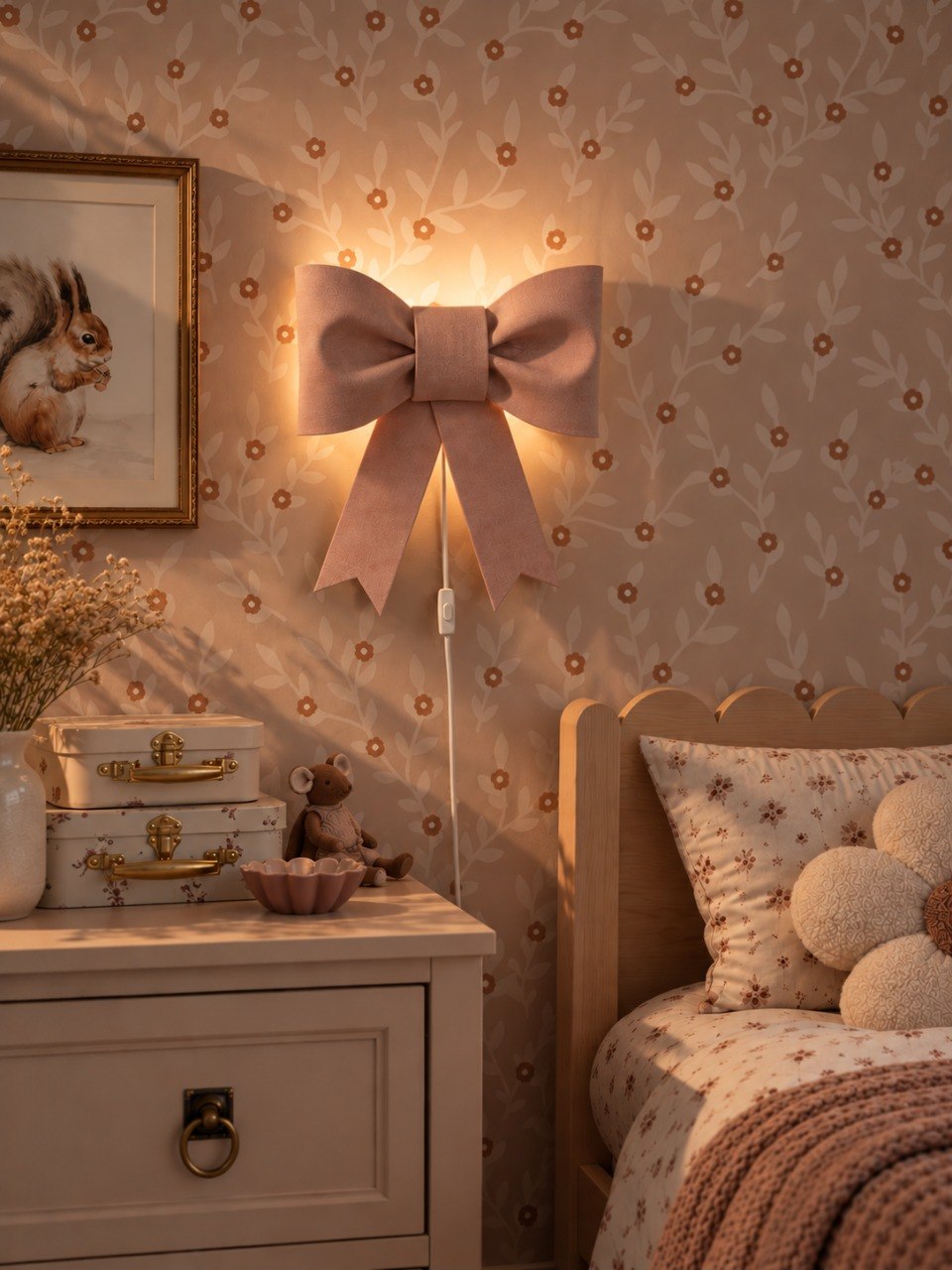 Vilten wandlamp kinderkamer | Strik - dusky roze