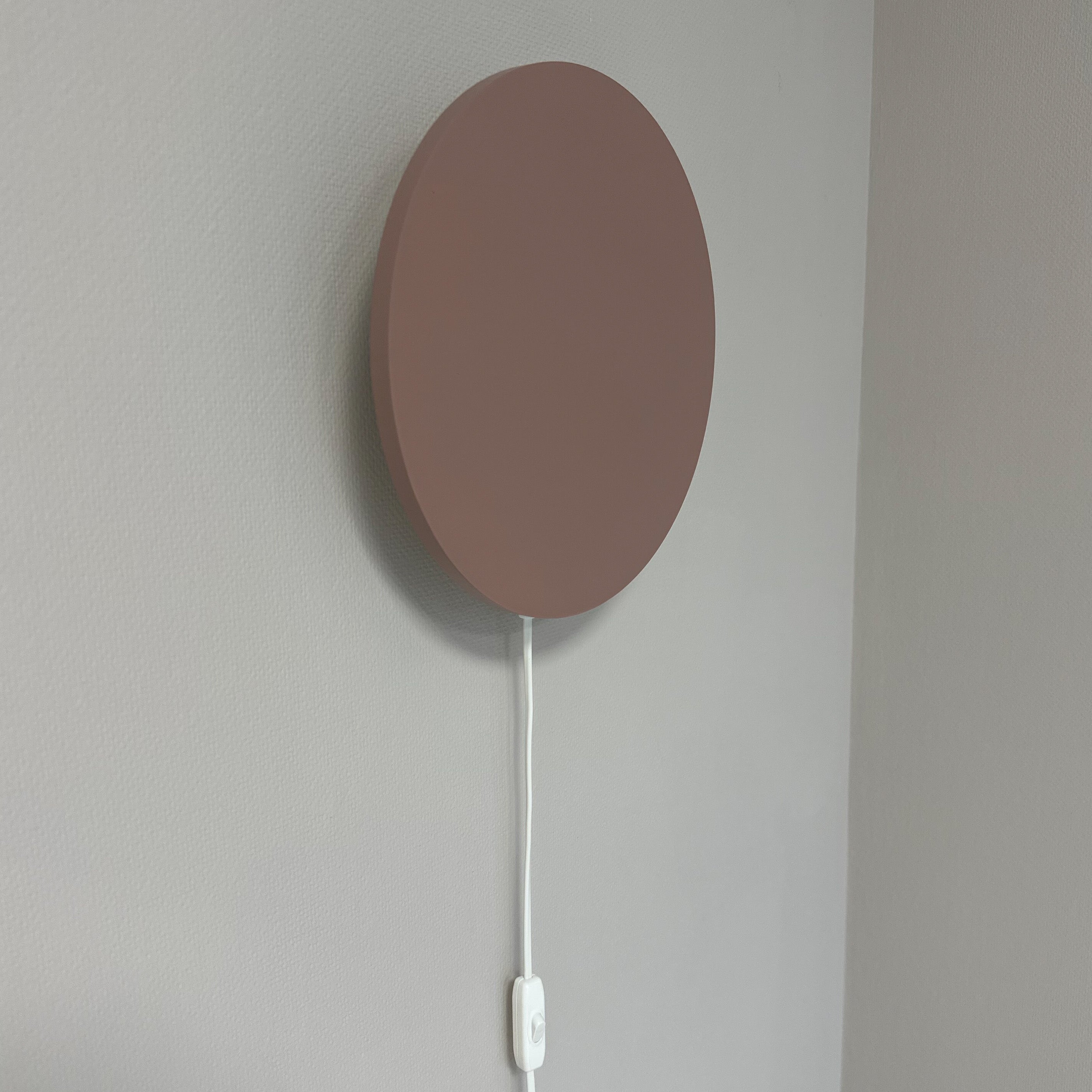 Houten wandlamp kinderkamer | cirkel terra roze