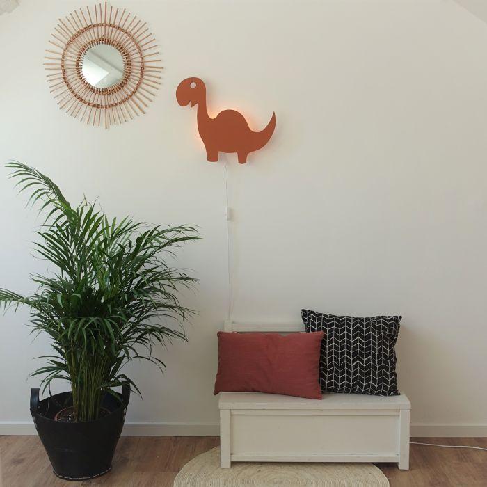 Houten wandlamp kinderkamer | Dino - baksteen rood - toddie.nl ®