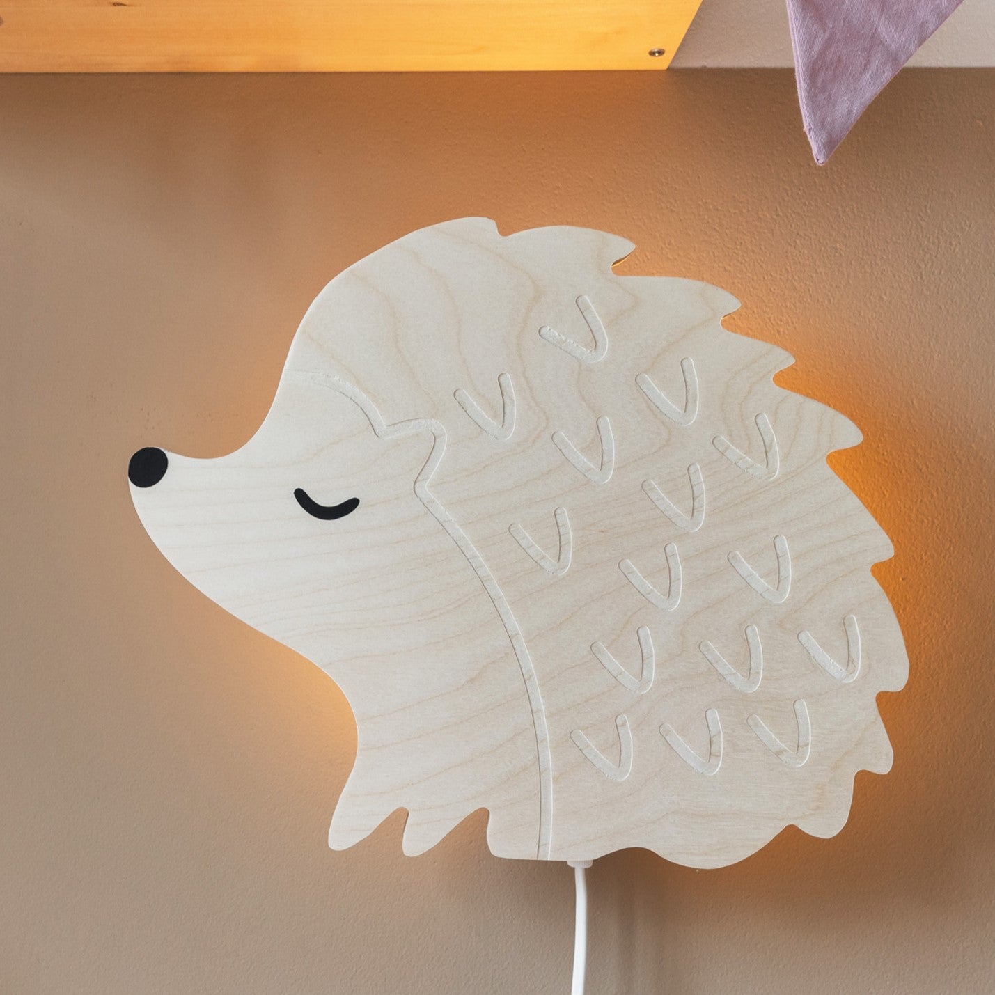 Houten wandlamp kinderkamer | Egel - blank - toddie.nl