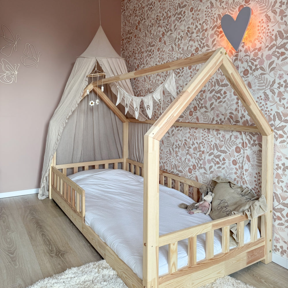 Houten wandlamp kinderkamer | Hart - Lila