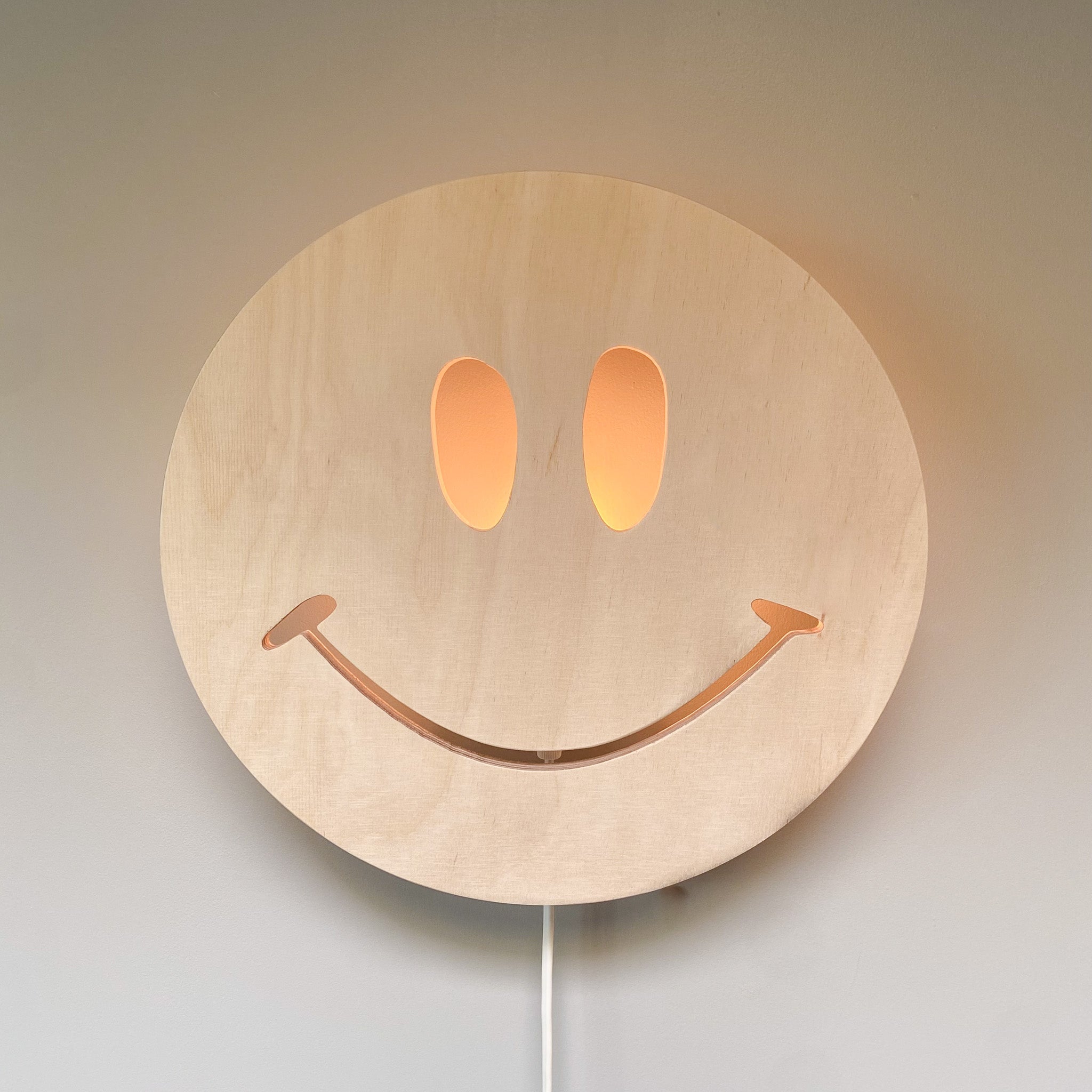 Houten wandlamp kinderkamer | Smiley - blank