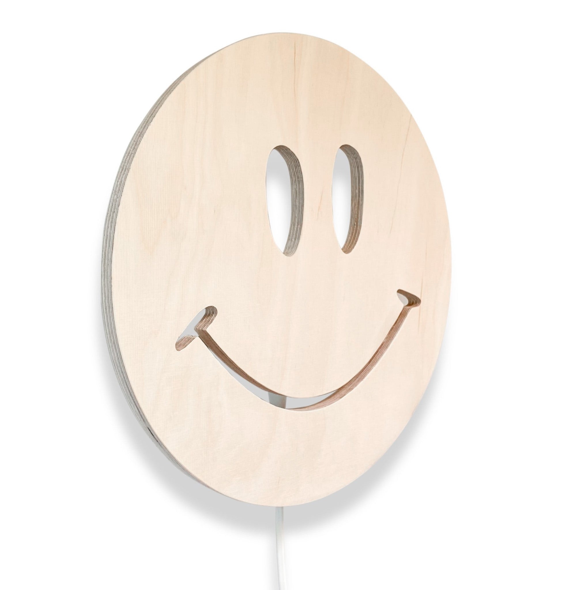 Houten wandlamp kinderkamer | Smiley - blank