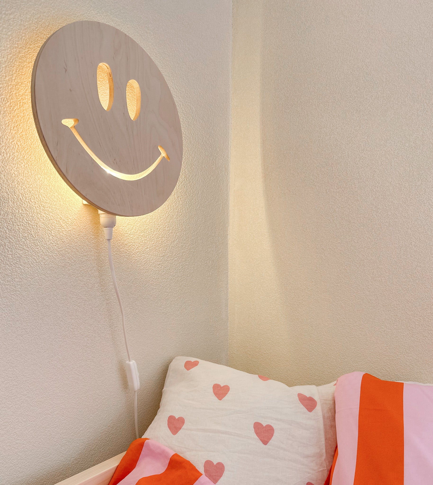 Houten wandlamp kinderkamer | Smiley - blank