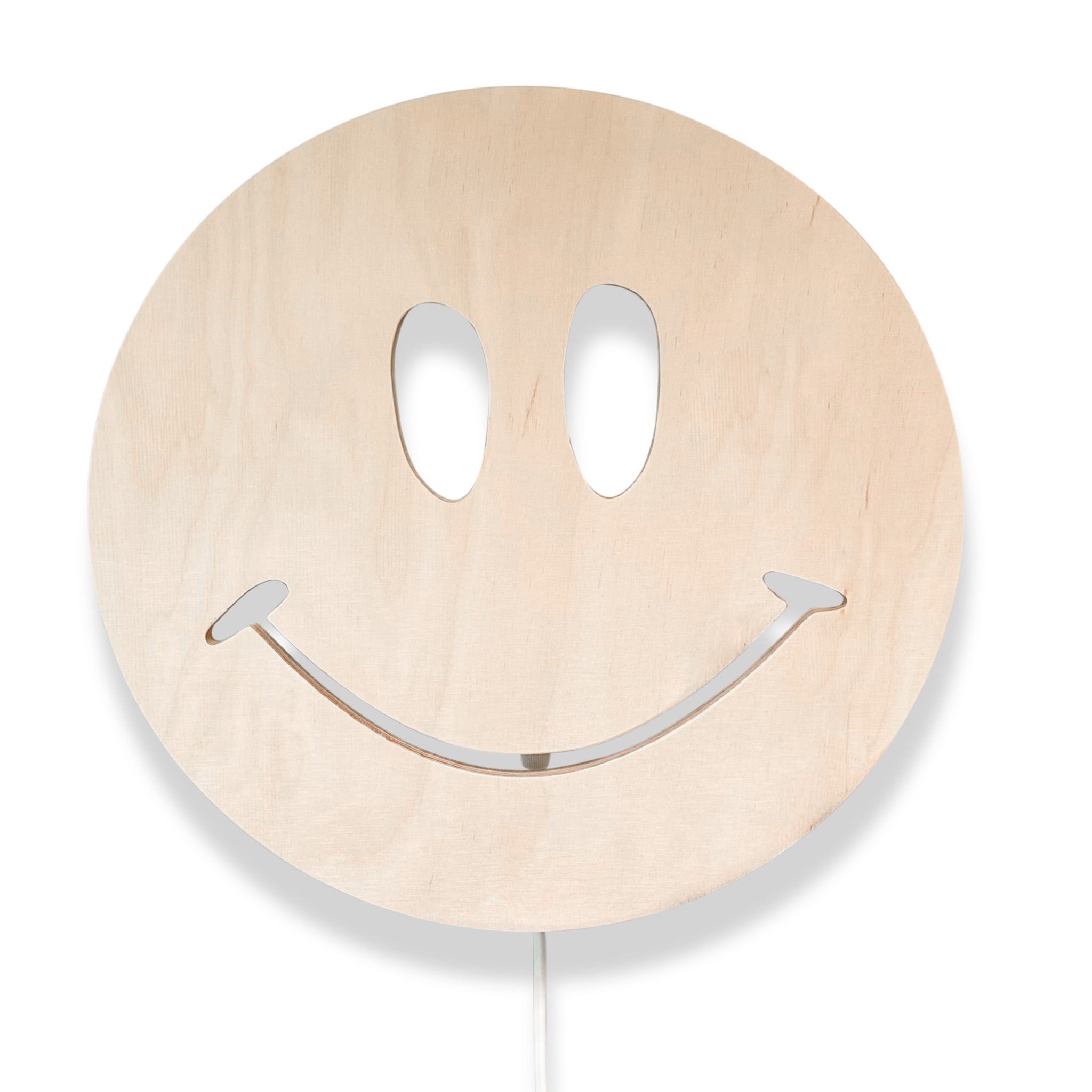 Houten wandlamp kinderkamer | Smiley - blank