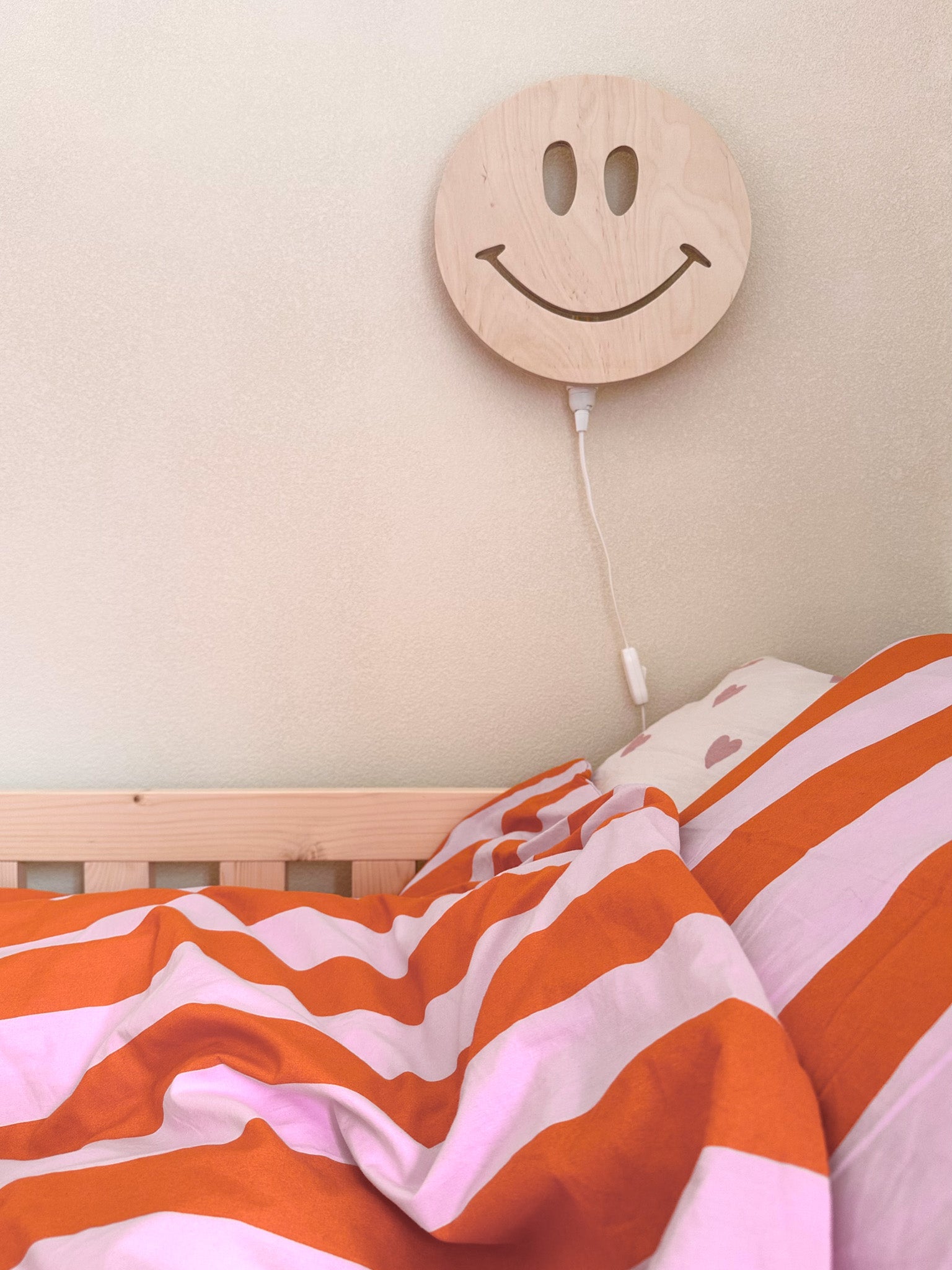 Houten wandlamp kinderkamer | Smiley - blank