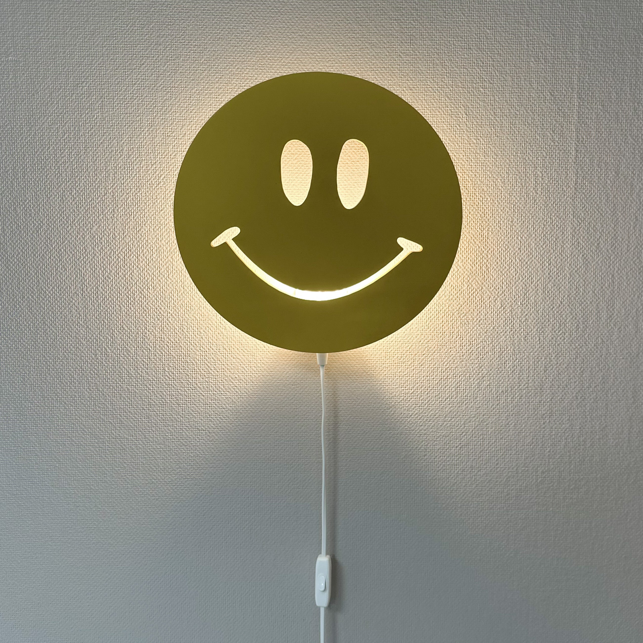 Houten wandlamp kinderkamer | Smiley - geel