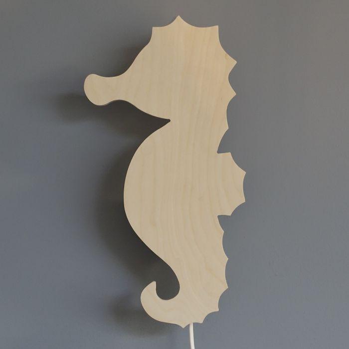 Houten wandlamp kinderkamer | Zeepaardje - blank - toddie.nl ®