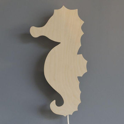 Houten wandlamp kinderkamer | Zeepaardje - blank - toddie.nl ®