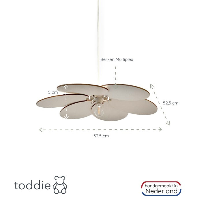 Houten hanglamp kinderkamer | Bloem - blank