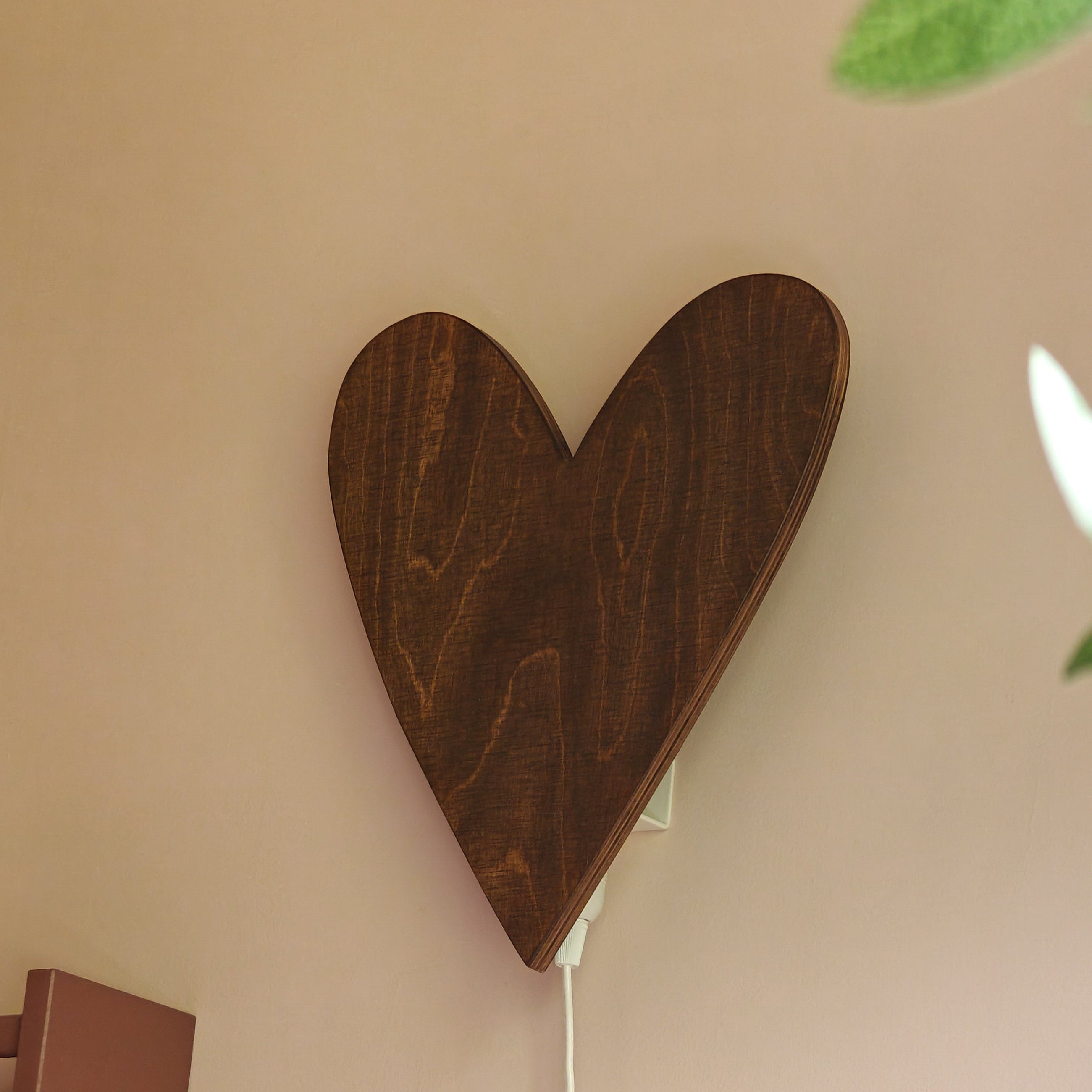 Houten wandlamp kinderkamer | Hart - Wengé