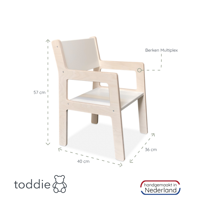 Houten kinderstoeltje 4-7 jaar, kleuterstoeltje | wit - toddie.nl