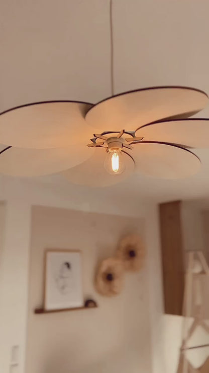 Houten hanglamp kinderkamer | Bloem - blank