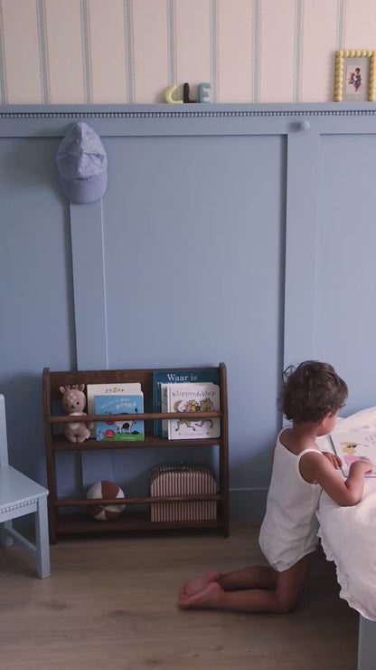 Shelfie montessori boekenrek kinderkamer | 2 planken - Wengé gebeitst