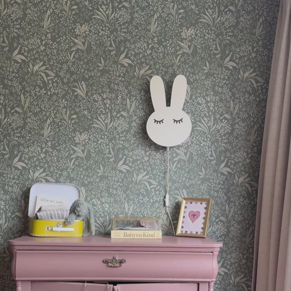 Houten wandlamp kinderkamer | Konijn - wit