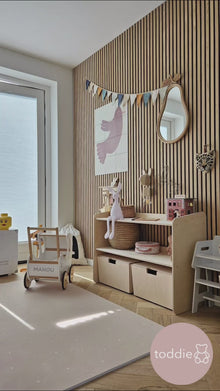 Jollie montessori open speelgoedkast + rijdende opbergkisten | Boekenkast 2 planken - blank