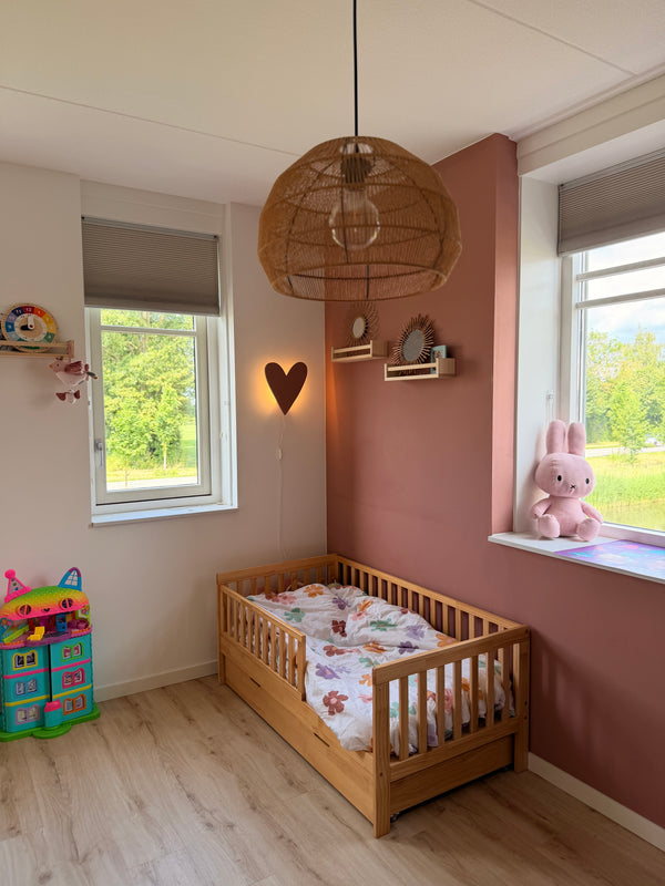 Houten wandlamp kinderkamer | Hart - terra roze