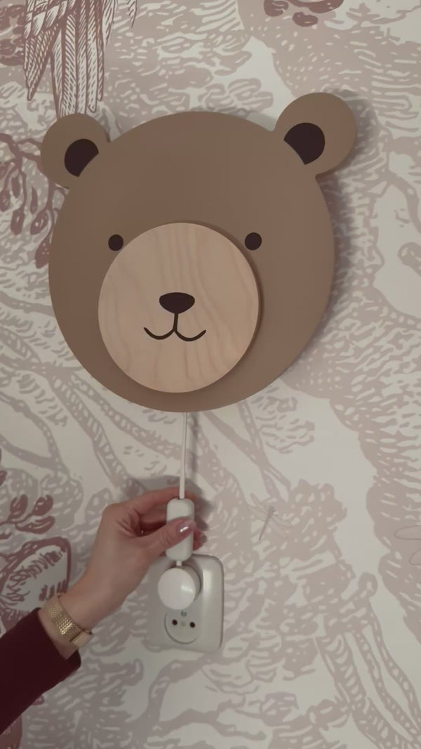 Houten wandlamp kinderkamer | Teddy - spiced honey