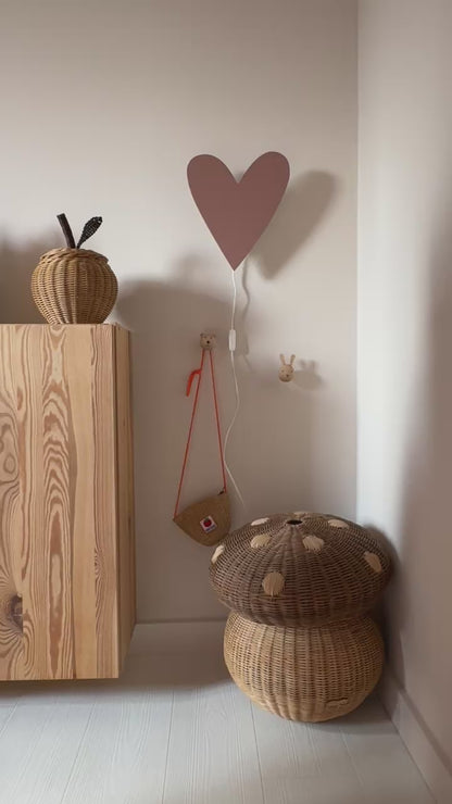 Houten wandlamp kinderkamer | Hart - terra roze