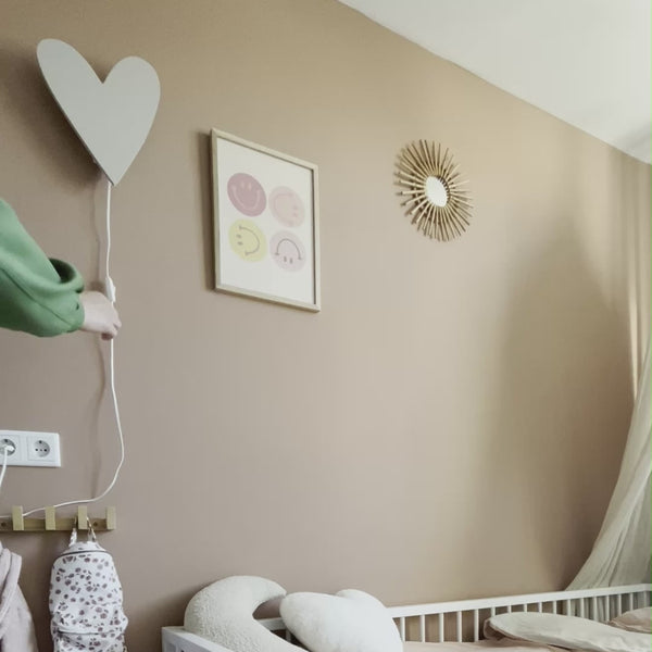 Houten wandlamp kinderkamer | Hart - beige