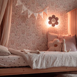 Houten wandlamp kinderkamer | Bloem - Terra roze