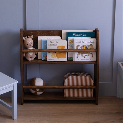 Shelfie montessori boekenrek kinderkamer | 2 planken - Wengé gebeitst
