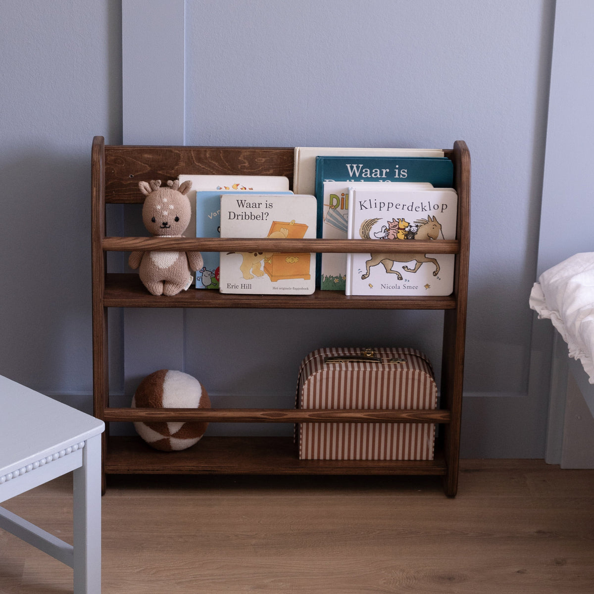 Shelfie montessori boekenrek kinderkamer | 2 planken - Wengé gebeitst
