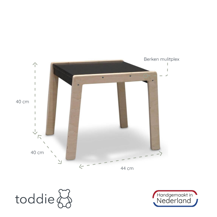 Houten kindermeubelsetje 1-4 jaar | Tafeltje + 2 stoeltjes - zwart - toddie.nl