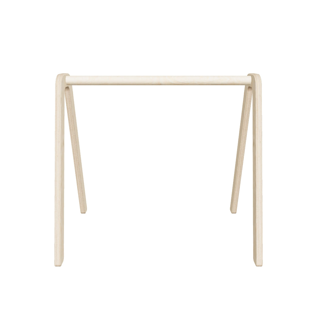 Houten babygym | Massief houten speelboog met natuur hangers - blank