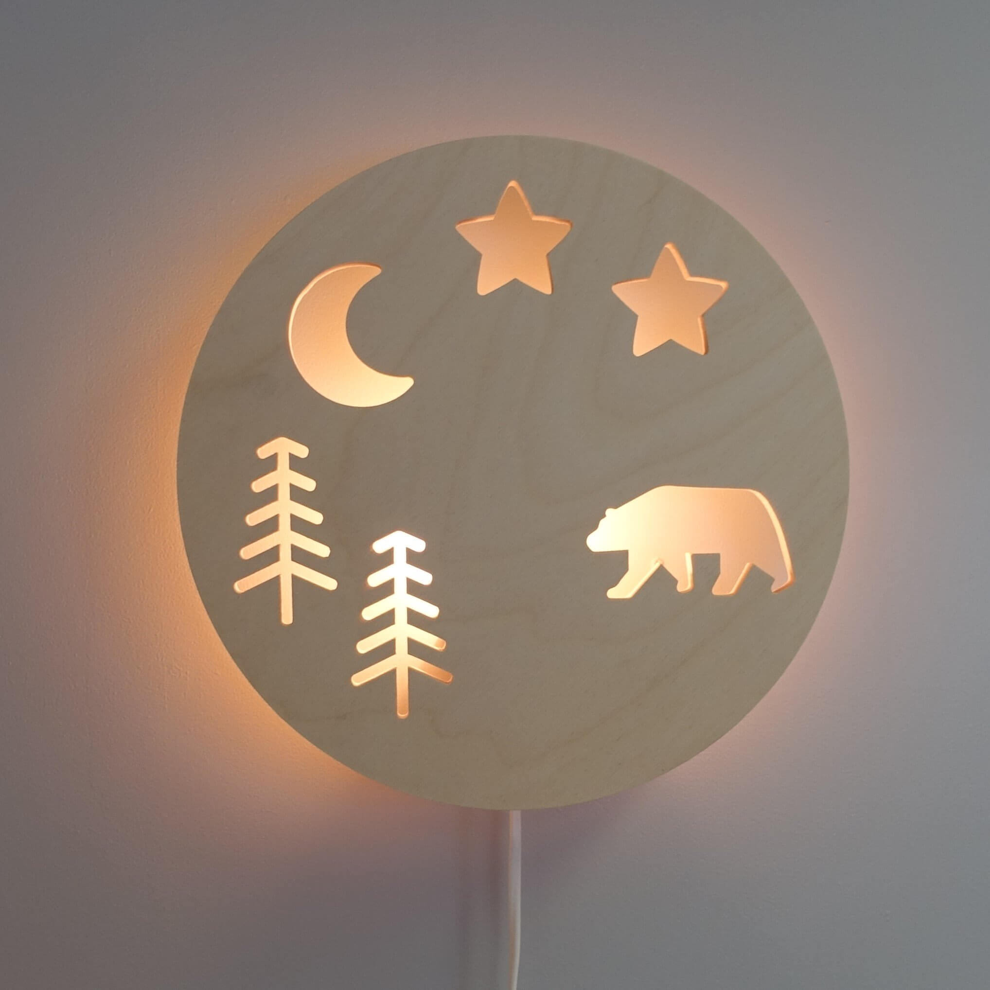 Houten wandlamp kinderkamer | Bosdieren - toddie.nl