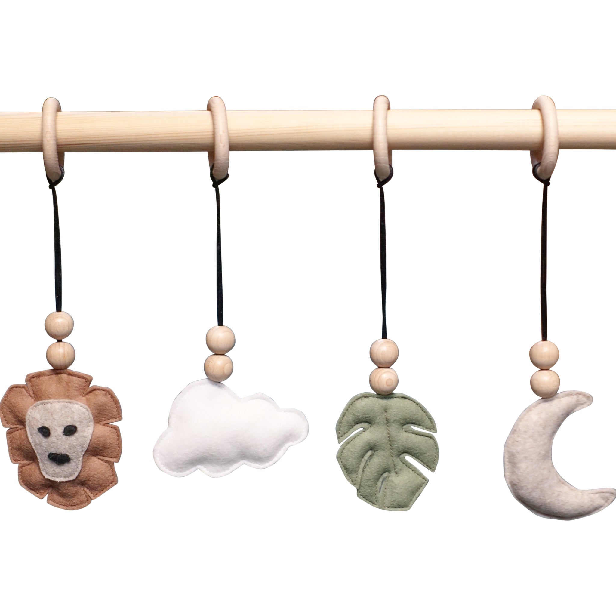 Blank houten babygym, met jungle hangers, speelboog massief hout - toddie.nl