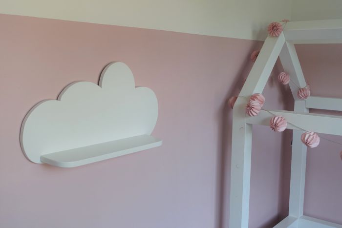 Grote witte houten wandplank XL wolk, plank kinderkamer | Wolkie - toddie.nl