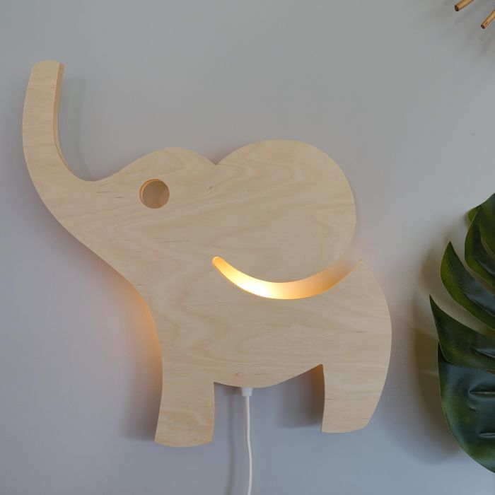 Houten wandlamp kinderkamer | Olifant multiplex - toddie.nl