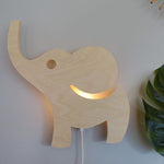 Houten wandlamp kinderkamer | Olifant - blank