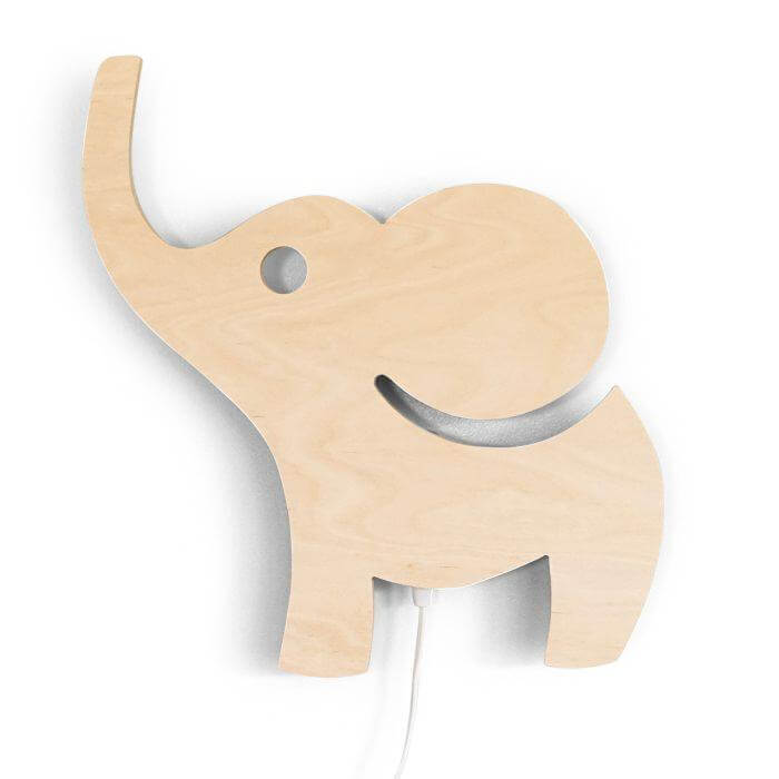 Houten wandlamp kinderkamer | Olifant multiplex - toddie.nl