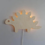 Houten wandlamp kinderkamer | Stegosaurus - blank