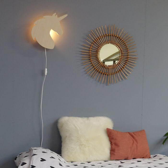 Houten wandlamp kinderkamer | Eenhoorn - toddie.nl