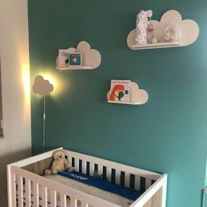 Grote witte houten wandplank XL wolk, plank kinderkamer | Wolkie - toddie.nl