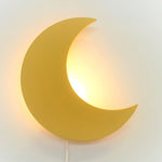 Houten wandlamp kinderkamer | Maan - geel