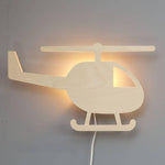 Houten wandlamp kinderkamer | Helikopter - blank