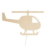 Houten wandlamp kinderkamer | Helikopter - blank